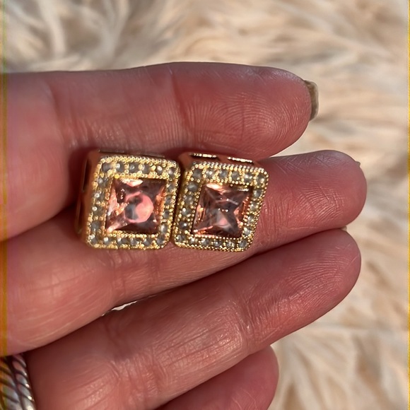 PINK ICE AND ZIRCON GLAMORUS EARRINGS - Picture 8 of 8